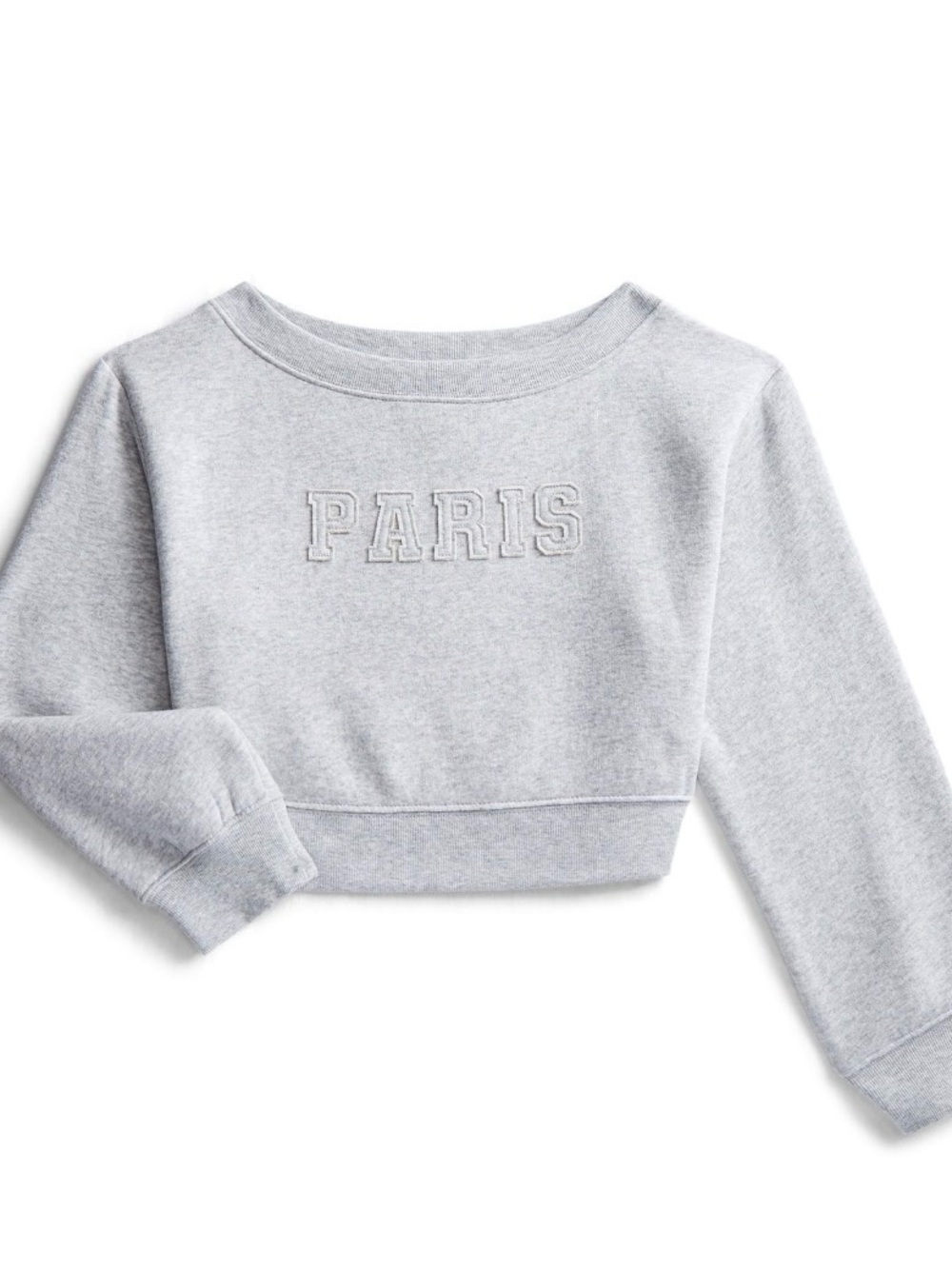 Girls' Grey 'Paris' Cropped Sweatshirt Top